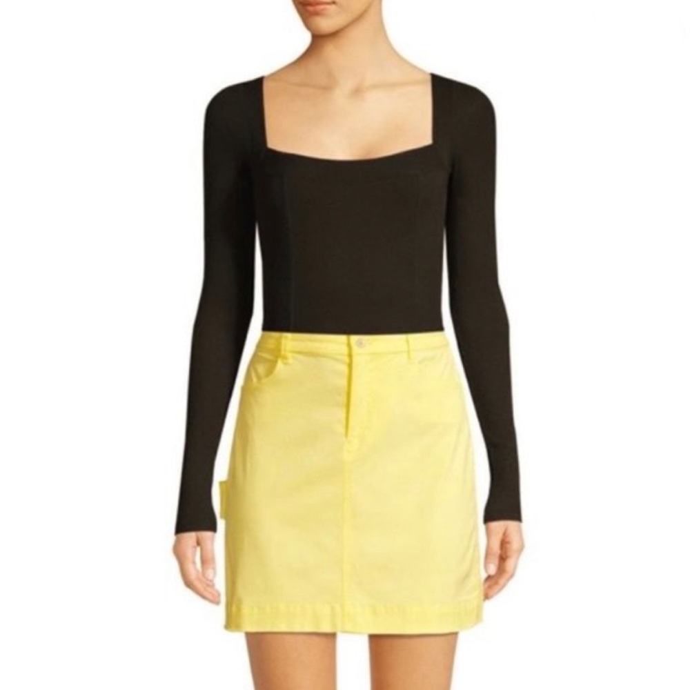 ATM High Waist Cotton Summer Yellow Mini Skirt NWT